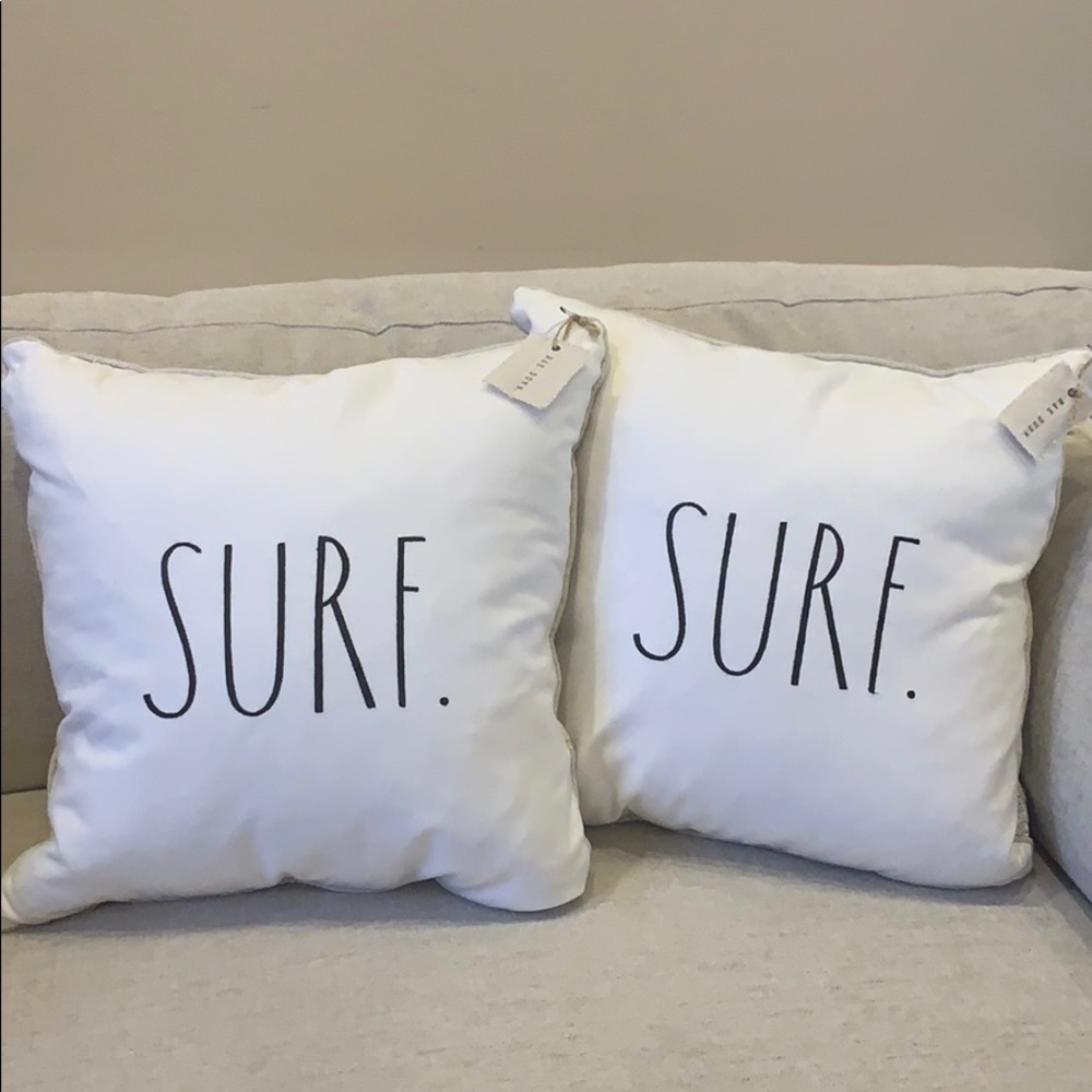 2 Rae Dunn Surf Throw pillows 18x18 (1 set)